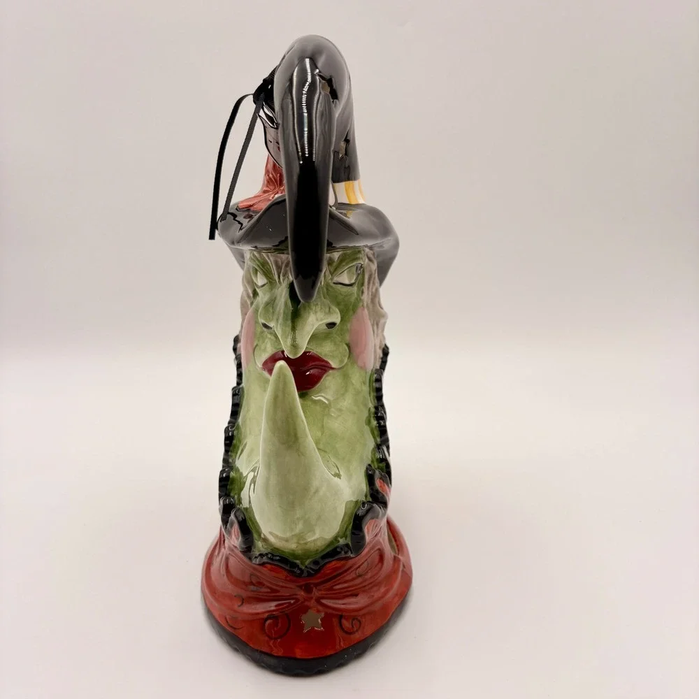 Blue Sky Halloween Crescent Moon Witch Ceramic Tea Light Holder New
